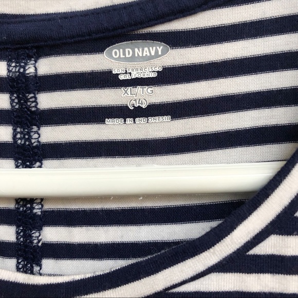 Old Navy Girls Navy Striped Tunic Top XL 14 - Picture 3 of 3